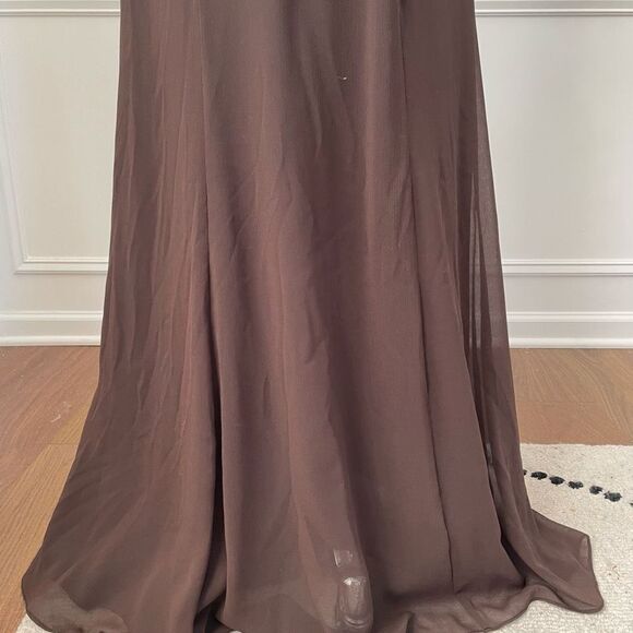 Wtoo Chocolate Brown Formal Gown Bridesmaid Dress Open Back Halter 6 - Picture 4 of 9
